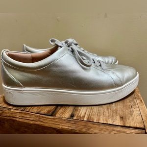 women’s silver leather sneakers